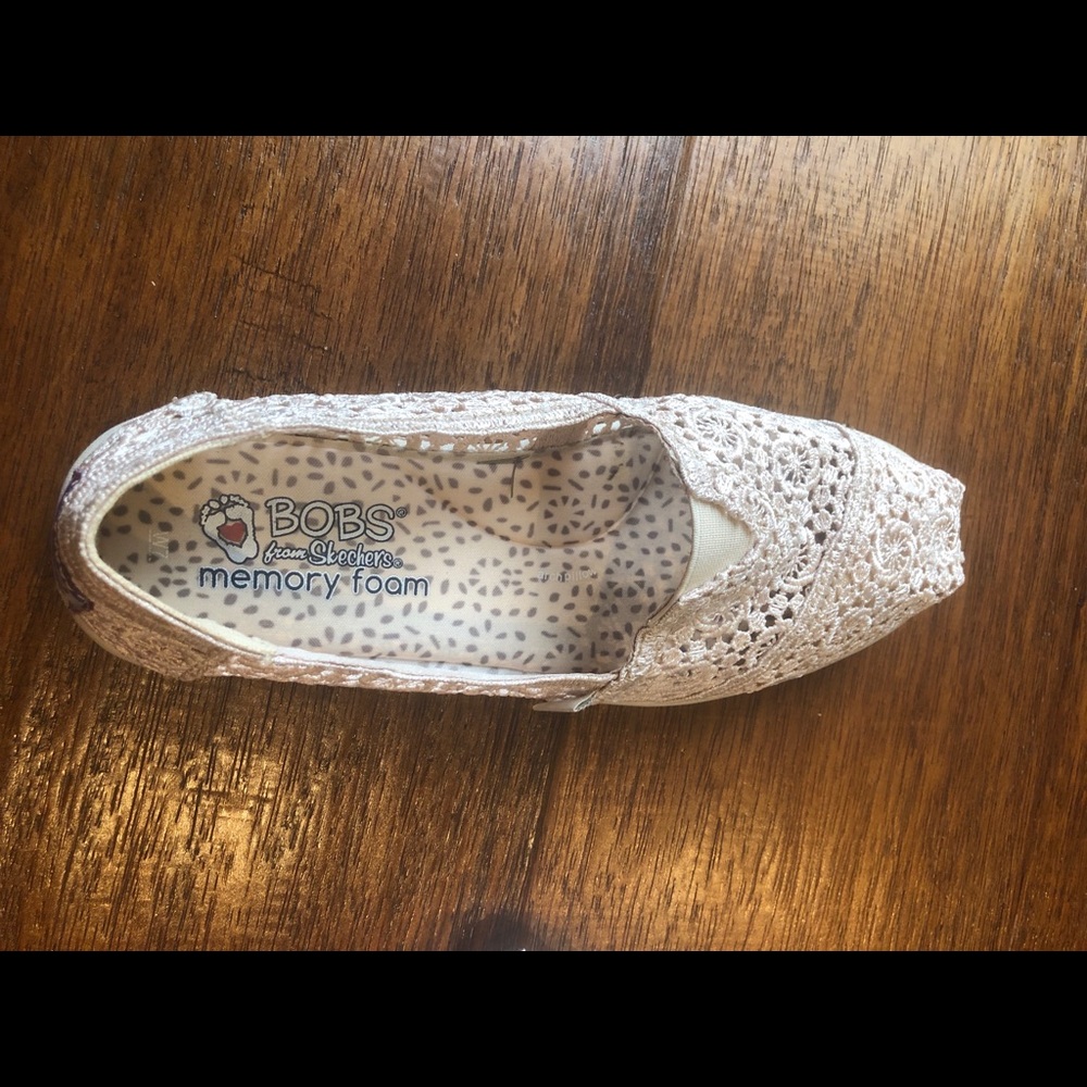 Cream Lacey slip on shoes